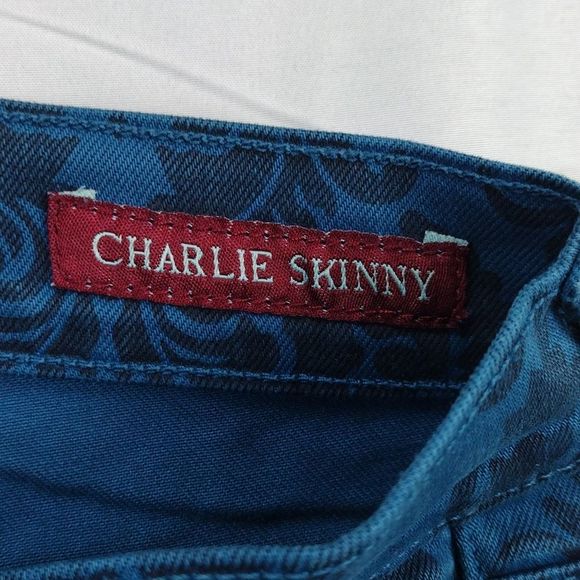 Lucky Brand Charlie Skinny Blue Floral Print Denim Jeans - Picture 6 of 15